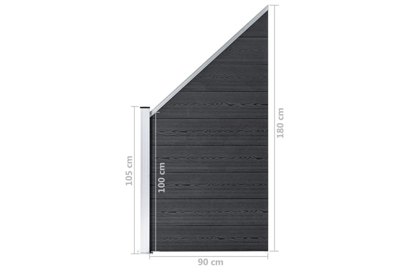 Staketpanel WPC 95x(105-180) cm grå - Grå - Plaststaket