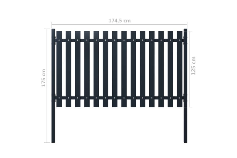 Staketpanel antracit 174,5x125 cm pulverlackerat stål - Grå - Hus & renovering - Insynsskydd & inhägnad - Staket