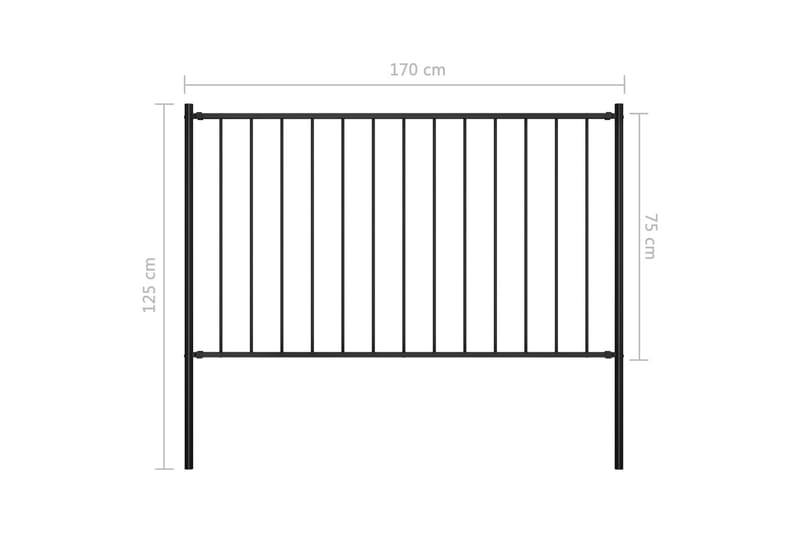 Staketpanel med stolpar pulverlackerat stål 1,7x0,75 m svart - Svart - Hus & renovering - Insynsskydd & inhägnad - Staket