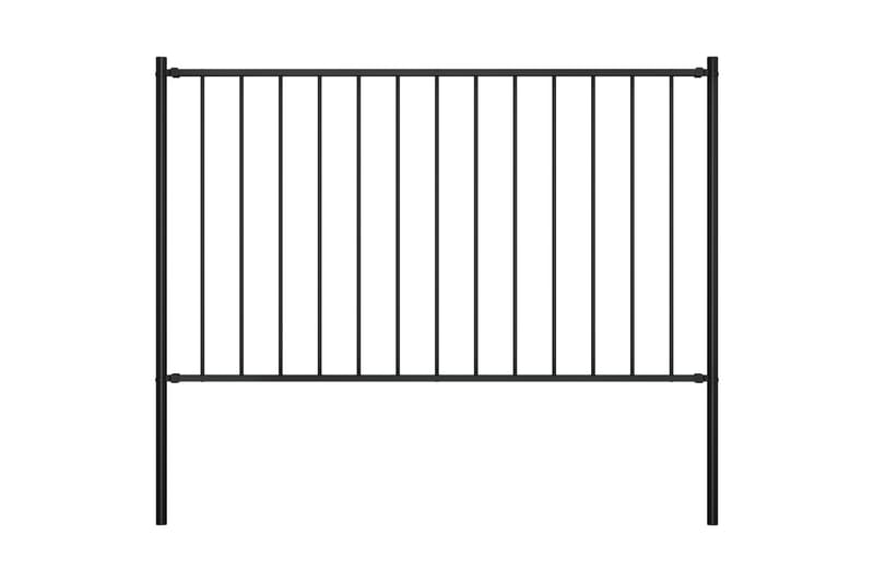 Staketpanel med stolpar pulverlackerat stål 1,7x1 m svart - Svart - Hus & renovering - Insynsskydd & inhägnad - Staket