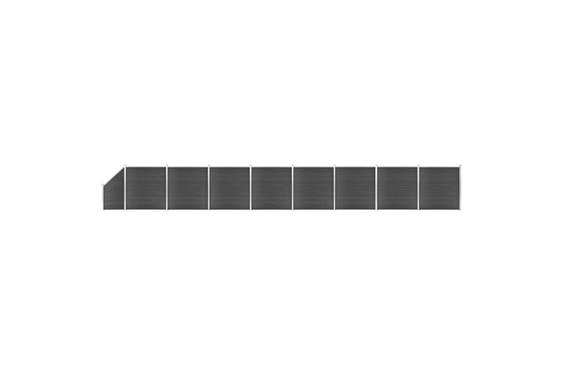 Staketpaneler WPC 1484x(105-186) cm svart - Svart - Staketstolpar