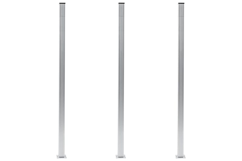 Staketstolpar 3 st aluminium 185 cm - Silver - Staketstolpar