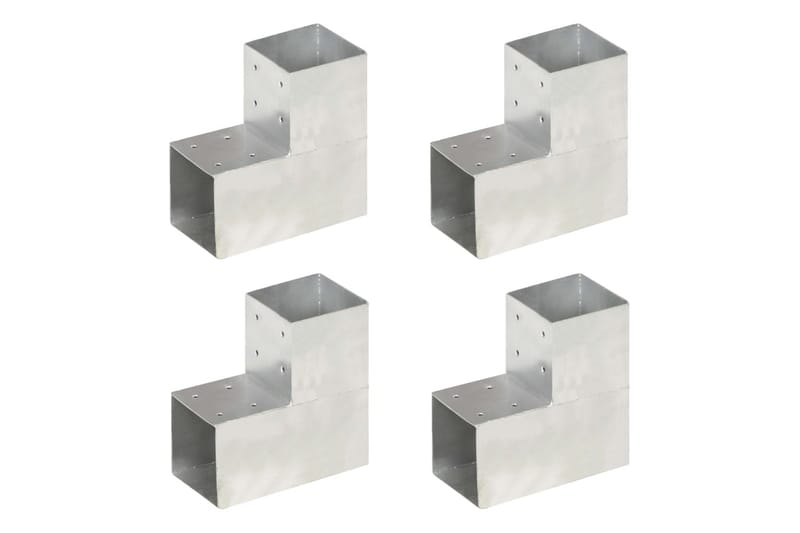 Stolpbeslag 4 st L-form galvaniserad metall 101x101 mm - Silver - Hus & renovering - Insynsskydd & inhägnad - Staket