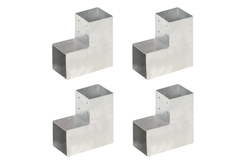 Stolpbeslag 4 st L-form galvaniserad metall 101x101 mm - Silver - Staketstolpar