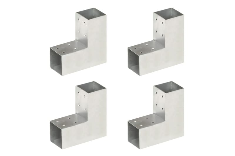 Stolpbeslag 4 st L-form galvaniserad metall 71x71 mm - Silver - Hus & renovering - Insynsskydd & inhägnad - Staket
