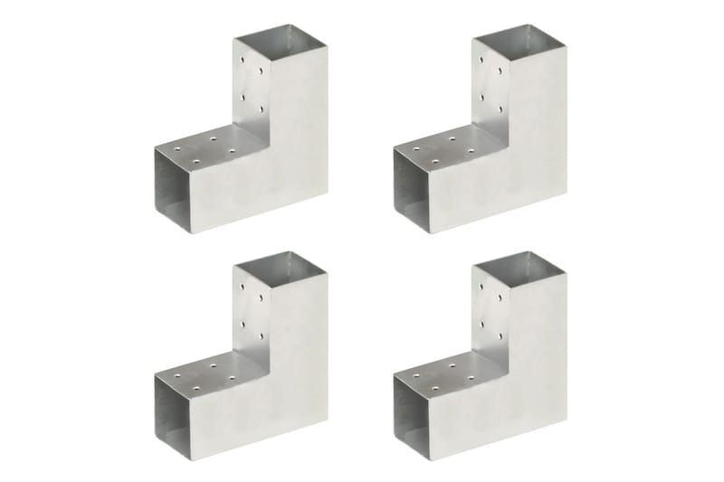 Stolpbeslag 4 st L-form galvaniserad metall 71x71 mm - Silver - Staketstolpar