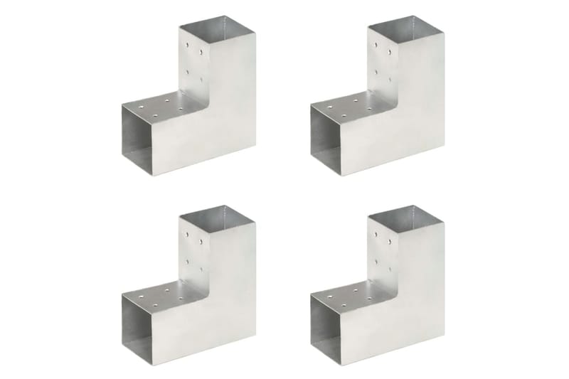Stolpbeslag 4 st L-form galvaniserad metall 81x81 mm - Silver - Hus & renovering - Insynsskydd & inhägnad - Staket