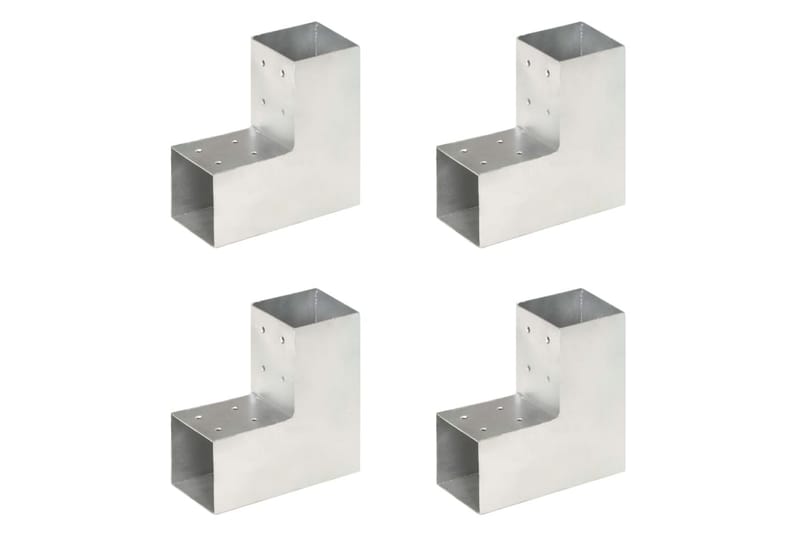 Stolpbeslag 4 st L-form galvaniserad metall 81x81 mm - Silver - Staketstolpar