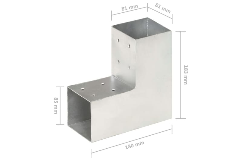 Stolpbeslag 4 st L-form galvaniserad metall 81x81 mm - Silver - Hus & renovering - Insynsskydd & inhägnad - Staket