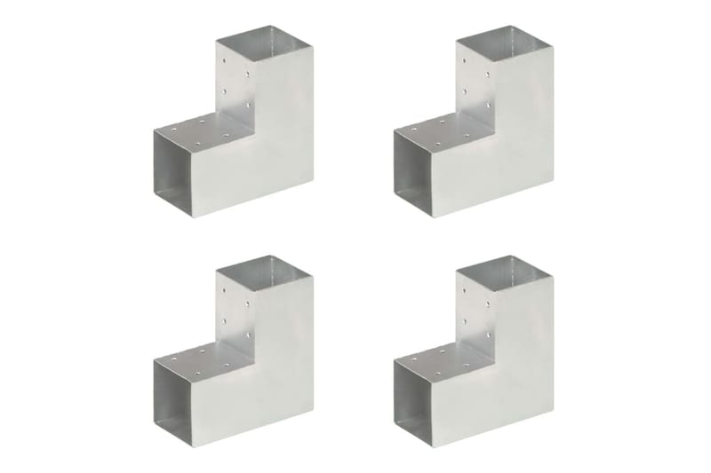 Stolpbeslag 4 st L-form galvaniserad metall 91x91 mm - Silver - Hus & renovering - Insynsskydd & inhägnad - Staket