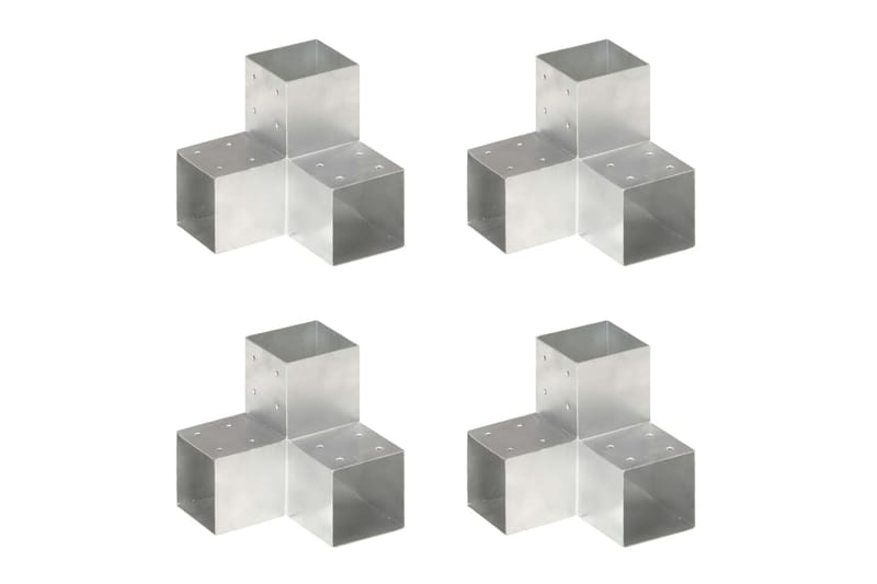 Stolpbeslag 4 st Y-form galvaniserad metall 101x101 mm - Silver - Hus & renovering - Insynsskydd & inhägnad - Staket