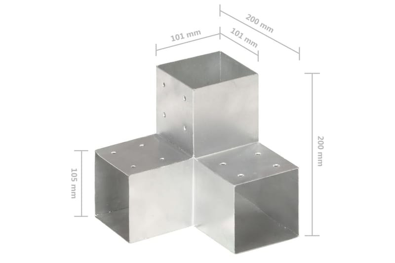 Stolpbeslag 4 st Y-form galvaniserad metall 101x101 mm - Silver - Hus & renovering - Insynsskydd & inhägnad - Staket