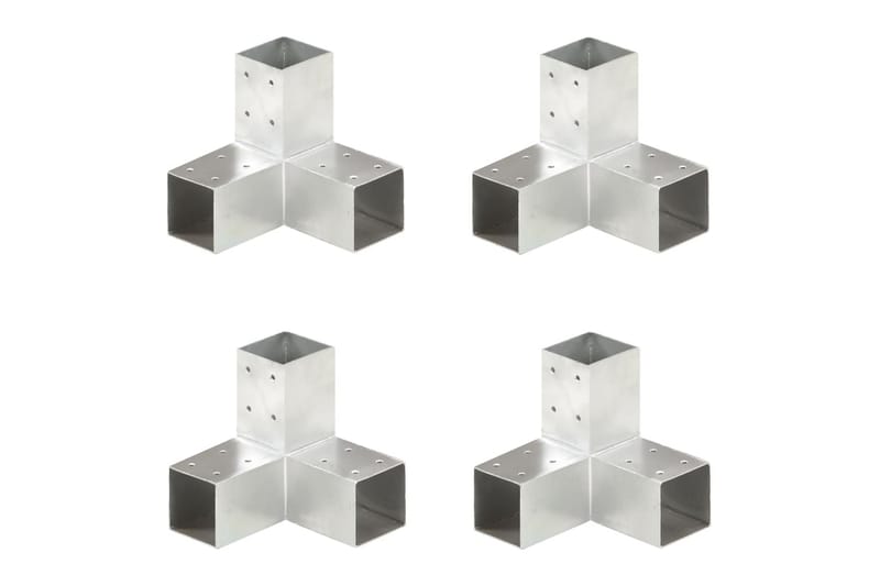 Stolpbeslag 4 st Y-form galvaniserad metall 71x71 mm - Silver - Hus & renovering - Insynsskydd & inhägnad - Staket