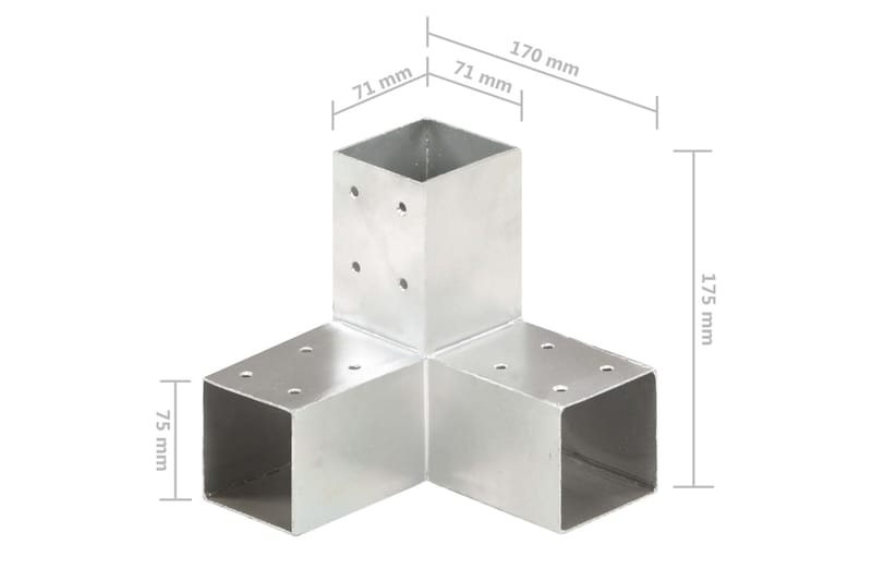 Stolpbeslag 4 st Y-form galvaniserad metall 71x71 mm - Silver - Hus & renovering - Insynsskydd & inhägnad - Staket