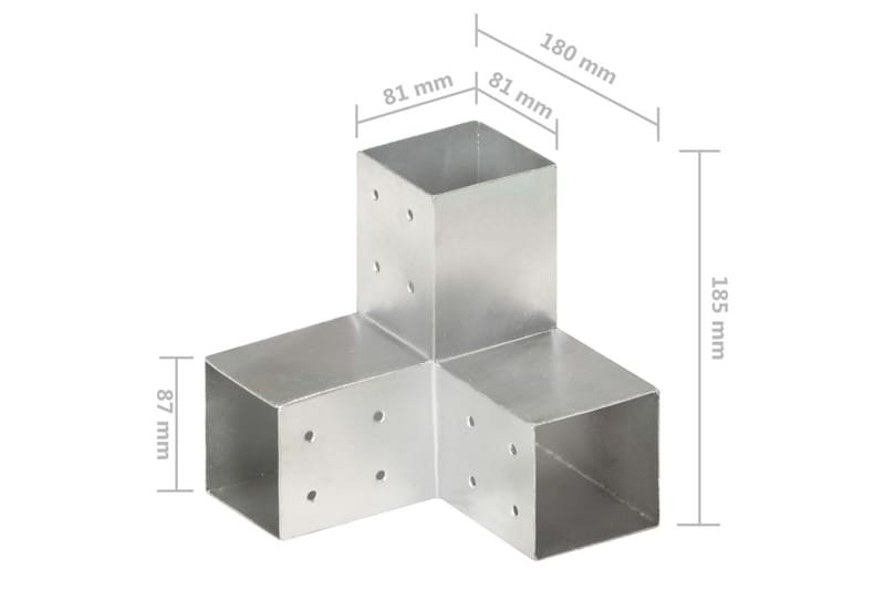 Stolpbeslag 4 st Y-form galvaniserad metall 81x81 mm - Silver - Hus & renovering - Insynsskydd & inhägnad - Staket