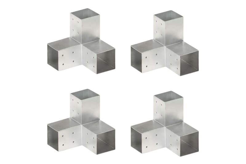 Stolpbeslag 4 st Y-form galvaniserad metall 81x81 mm - Silver - Hus & renovering - Insynsskydd & inhägnad - Staket