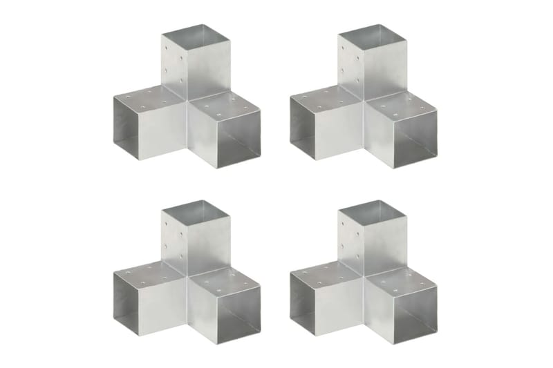 Stolpbeslag 4 st Y-form galvaniserad metall 91x91 mm - Silver - Hus & renovering - Insynsskydd & inhägnad - Staket