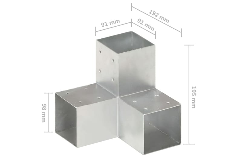 Stolpbeslag 4 st Y-form galvaniserad metall 91x91 mm - Silver - Hus & renovering - Insynsskydd & inhägnad - Staket