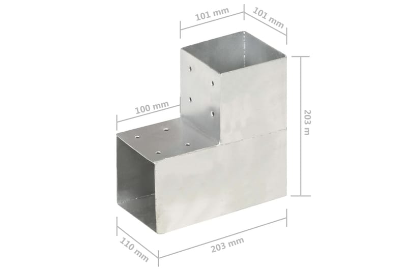 Stolpbeslag L-form galvaniserad metall 101x101 mm - Silver - Hus & renovering - Insynsskydd & inhägnad - Staket