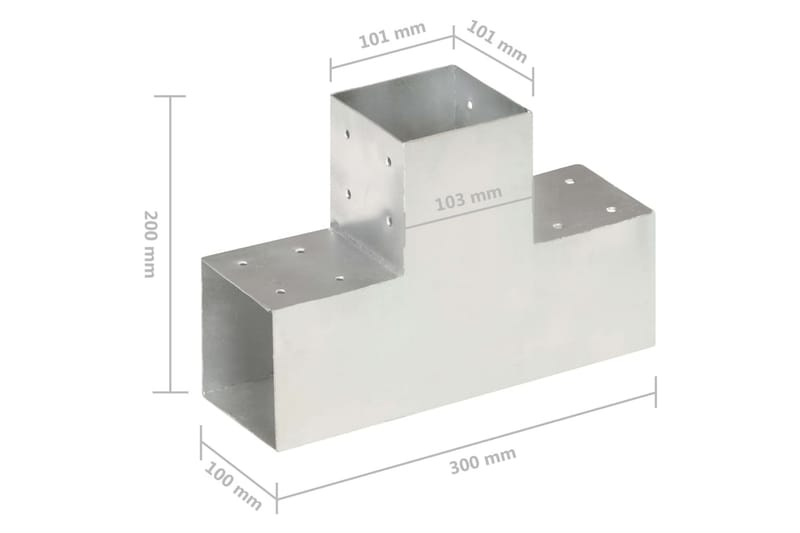 Stolpbeslag T-form galvaniserad metall 101x101 mm - Silver - Hus & renovering - Insynsskydd & inhägnad - Staket