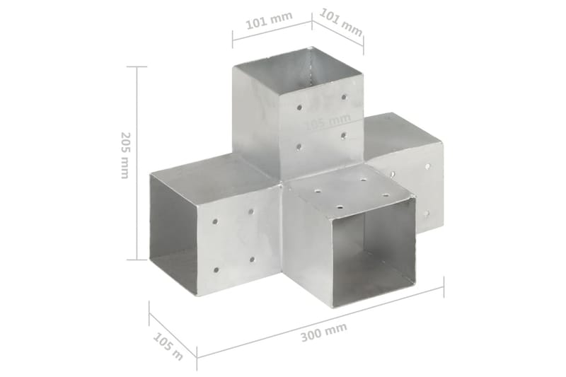 Stolpbeslag X-form galvaniserad metall 101x101 mm - Silver - Staketstolpar