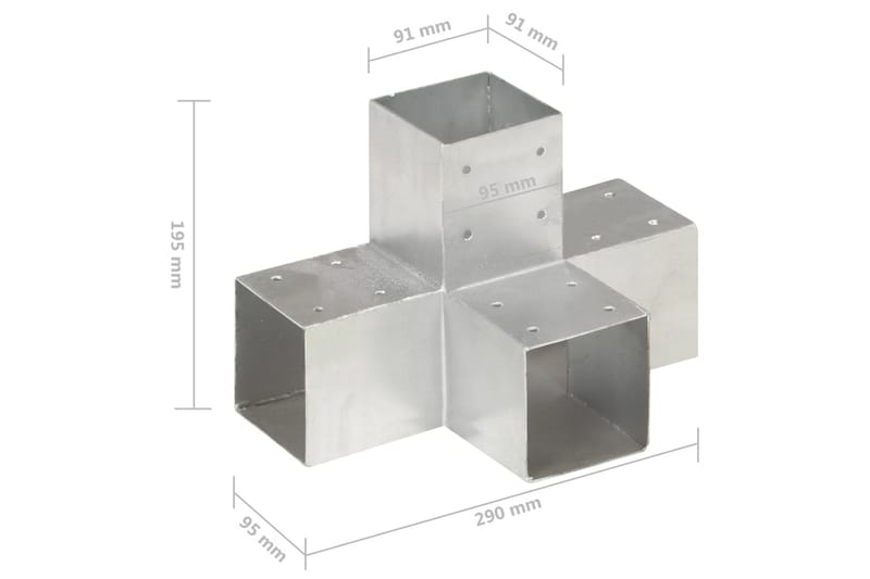 Stolpbeslag X-form galvaniserad metall 91x91 mm - Silver - Hus & renovering - Insynsskydd & inhägnad - Staket