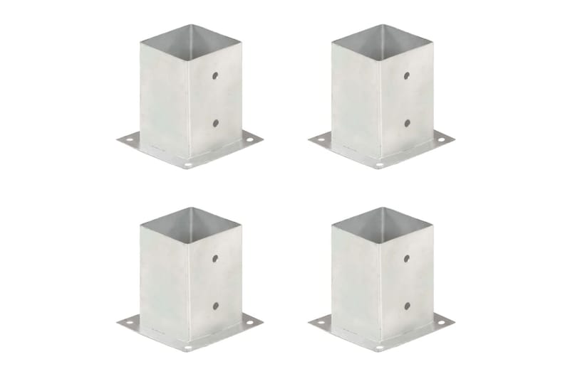 Stolpfot 4 st galvaniserad metall 101 mm - Silver - Hus & renovering - Insynsskydd & inhägnad - Staket