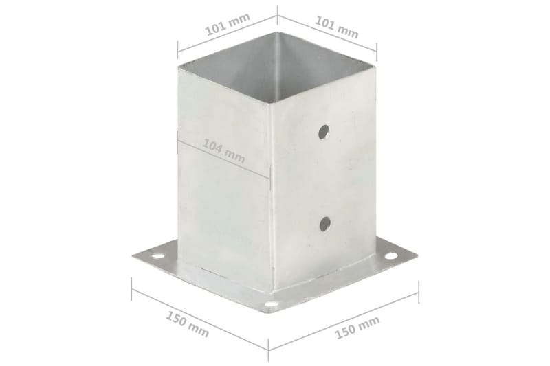 Stolpfot 4 st galvaniserad metall 101 mm - Silver - Hus & renovering - Insynsskydd & inhägnad - Staket