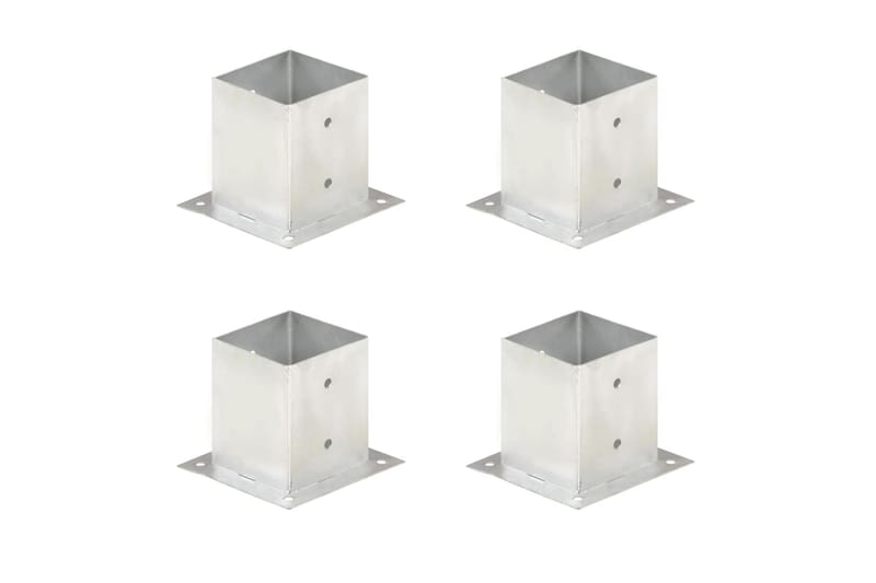 Stolpfot 4 st galvaniserad metall 121 mm - Silver - Hus & renovering - Insynsskydd & inhägnad - Staket