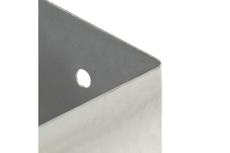 Stolpfot 4 st galvaniserad metall 121 mm - Silver - Staketstolpar