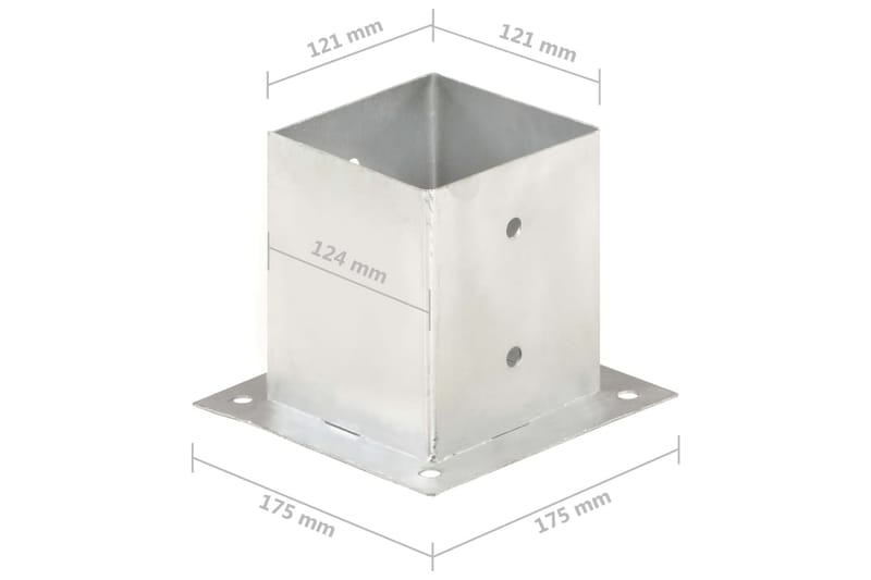 Stolpfot 4 st galvaniserad metall 121 mm - Silver - Hus & renovering - Insynsskydd & inhägnad - Staket