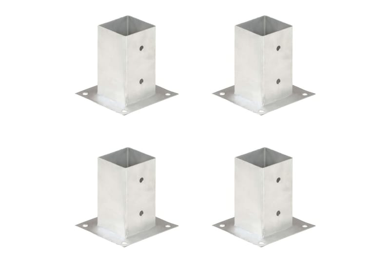Stolpfot 4 st galvaniserad metall 81 mm - Silver - Hus & renovering - Insynsskydd & inhägnad - Staket