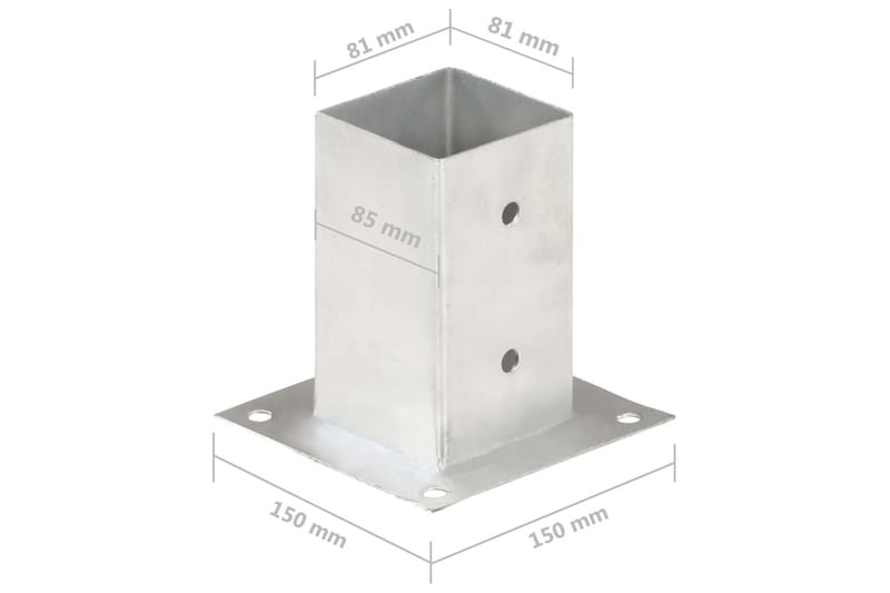 Stolpfot 4 st galvaniserad metall 81 mm - Silver - Hus & renovering - Insynsskydd & inhägnad - Staket