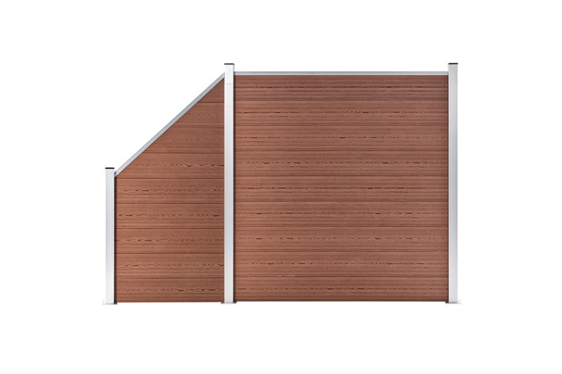 WPC-staketpanel 1 fyrkantig + 1 vinklad 273x186 cm brun - Brun - Hus & renovering - Insynsskydd & inhägnad - Staket
