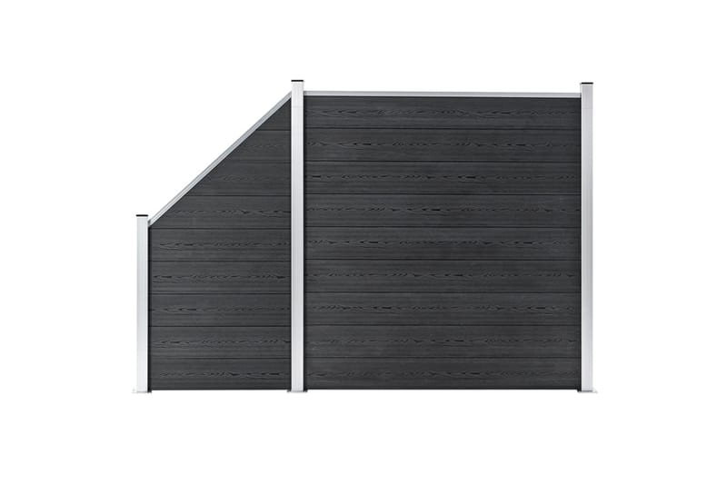 WPC-staketpanel 1 fyrkantig + 1 vinklad 273x186 cm grå - Grå - Trästaket