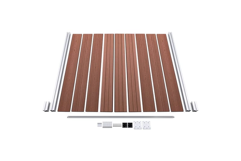 WPC-staketpanel 10 fyrkantig + 1 vinklad 1830x186 cm brun - Brun - Hus & renovering - Insynsskydd & inhägnad - Staket