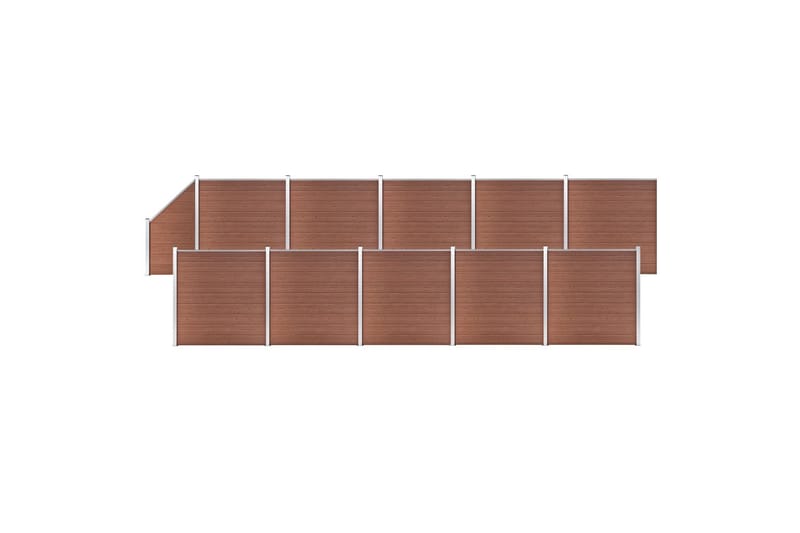 WPC-staketpanel 10 fyrkantig + 1 vinklad 1830x186 cm brun - Brun - Hus & renovering - Insynsskydd & inhägnad - Staket