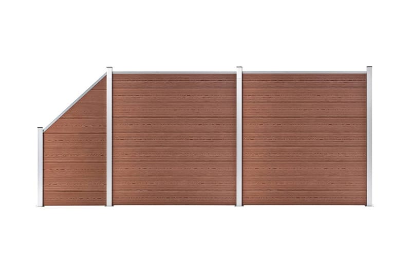 WPC-staketpanel 2 fyrkantig + 1 vinklad 446x186 cm brun - Brun - Trästaket