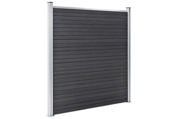 WPC-staketpanel 2 fyrkantig + 1 vinklad 446x186 cm grå