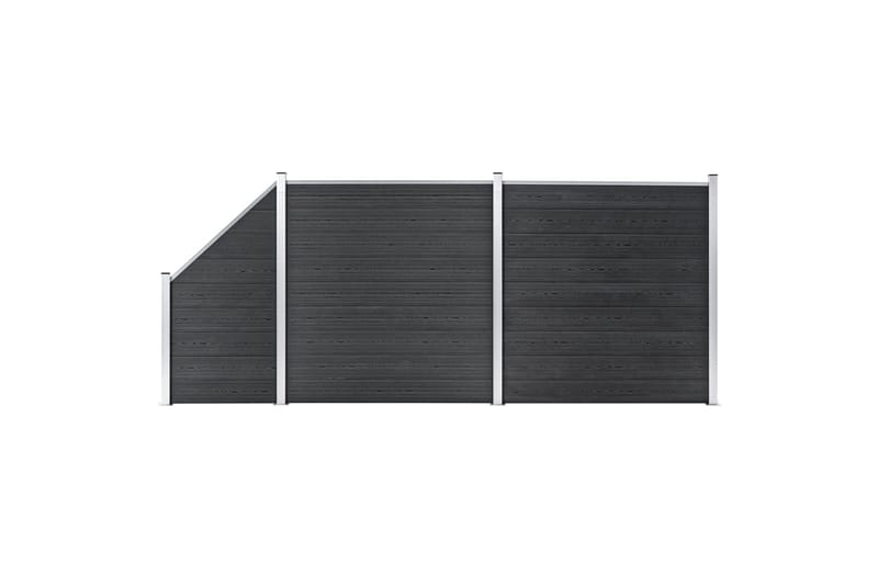 WPC-staketpanel 2 fyrkantig + 1 vinklad 446x186 cm grå - Grå - Hus & renovering - Insynsskydd & inhägnad - Staket