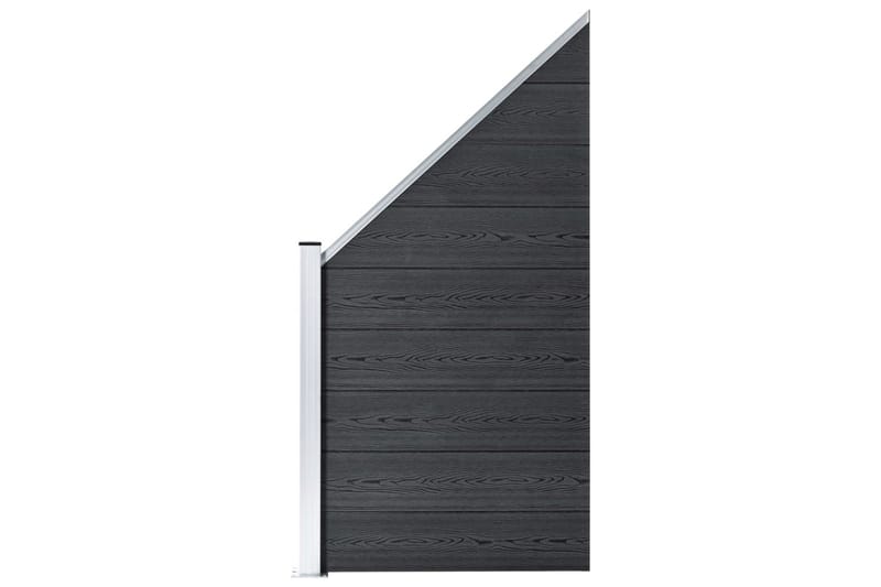 WPC-staketpanel 2 fyrkantig + 1 vinklad 446x186 cm grå - Grå - Trästaket