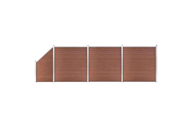 WPC-staketpanel 3 fyrkantig + 1 vinklad 619x186 cm brun - Brun - Trästaket