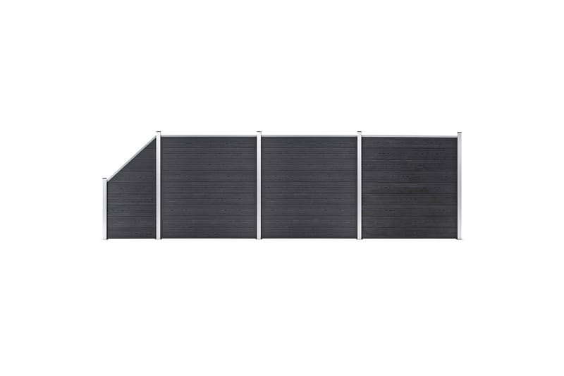 WPC-staketpanel 3 fyrkantig + 1 vinklad 619x186 cm grå - Grå - Hus & renovering - Insynsskydd & inhägnad - Staket
