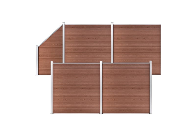 WPC-staketpanel 4 fyrkantig + 1 vinklad 792x186 cm brun - Brun - Hus & renovering - Insynsskydd & inhägnad - Staket