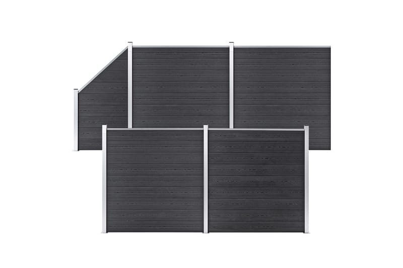 WPC-staketpanel 4 fyrkantig + 1 vinklad 792x186 cm grå - Grå - Hus & renovering - Insynsskydd & inhägnad - Staket