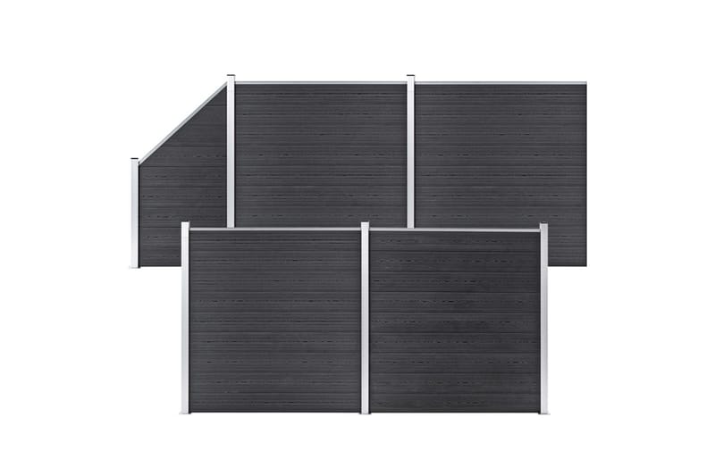 WPC-staketpanel 4 fyrkantig + 1 vinklad 792x186 cm grå - Grå - Trästaket