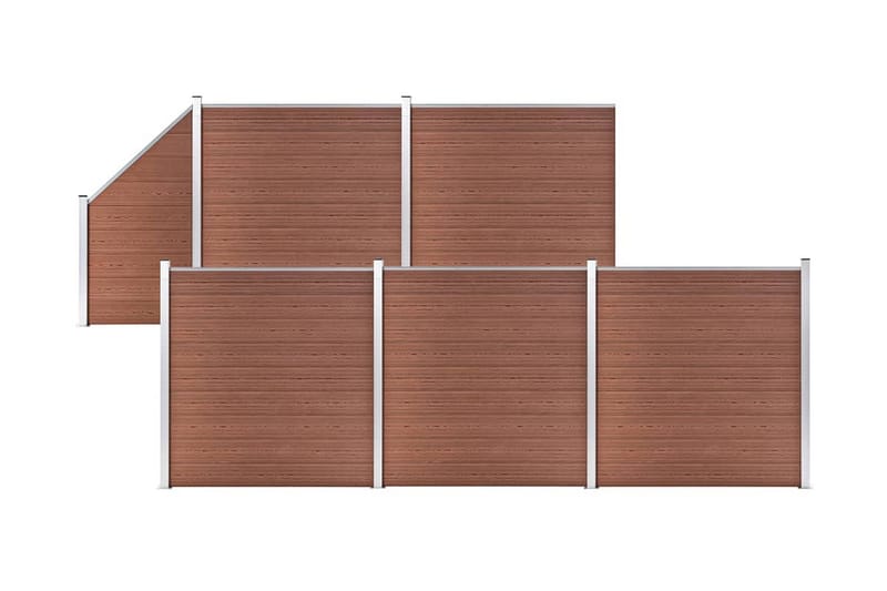 WPC-staketpanel 5 fyrkantig + 1 vinklad 965x186 cm brun - Brun - Hus & renovering - Insynsskydd & inhägnad - Staket