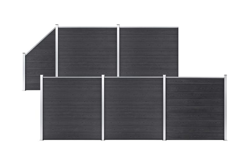 WPC-staketpanel 5 fyrkantig + 1 vinklad 965x186 cm grå - Grå - Hus & renovering - Insynsskydd & inhägnad - Staket