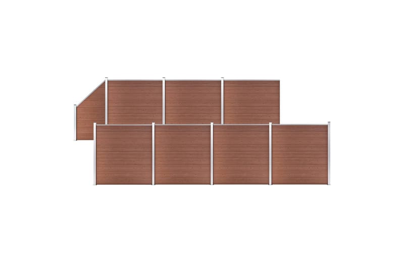 WPC-staketpanel 7 fyrkantig + 1 vinklad 1311x186 cm brun - Brun - Hus & renovering - Insynsskydd & inhägnad - Staket