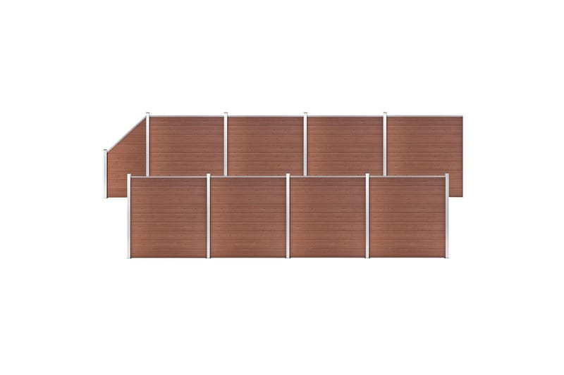 WPC-staketpanel 8 fyrkantig + 1 vinklad 1484x186 cm brun - Brun - Hus & renovering - Insynsskydd & inhägnad - Staket